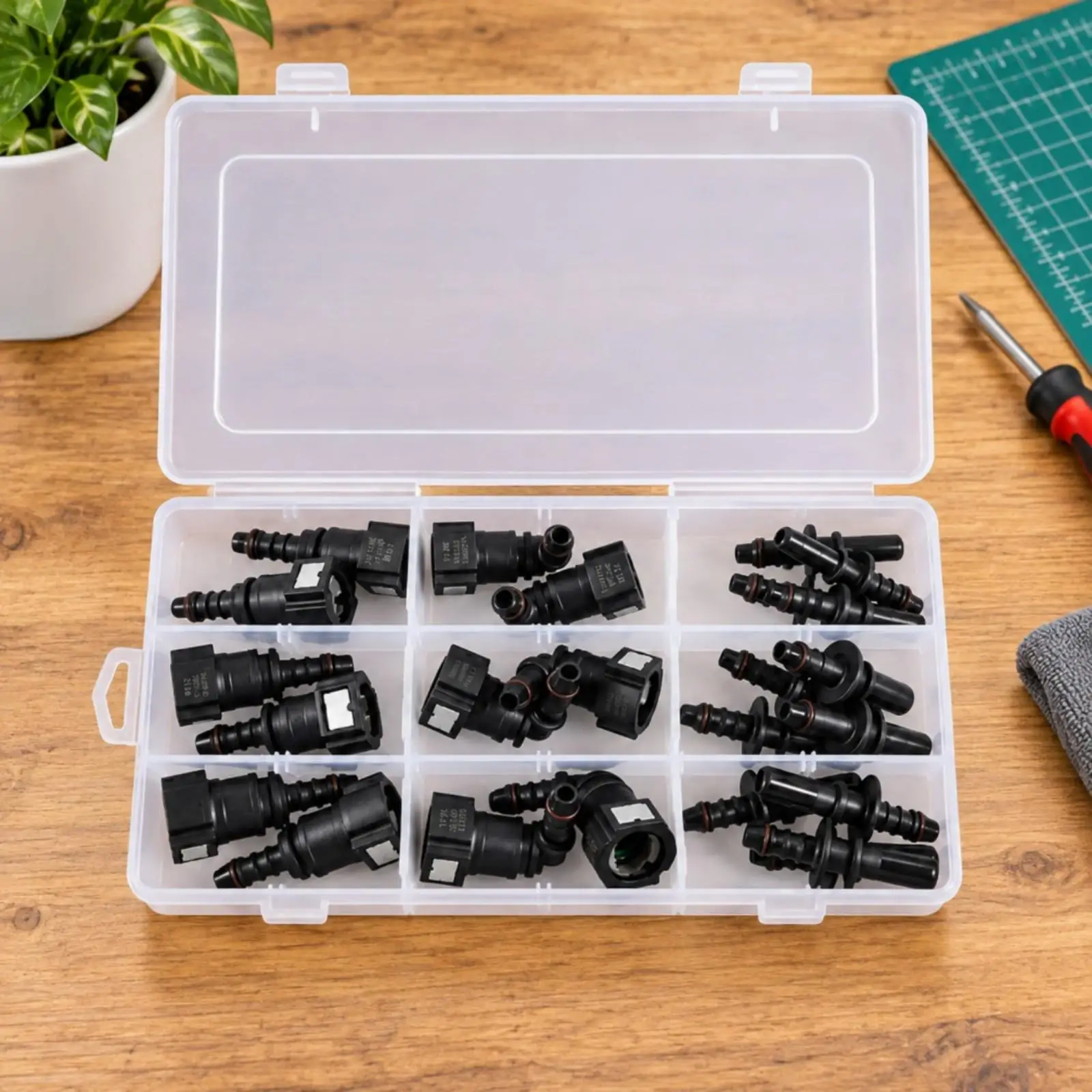 24 Pieces PA12 Nylon Energy-Line Quick Connector Transparent Push-to-Connect Hose-Barb Energy Fitting Compartmented Fittings for