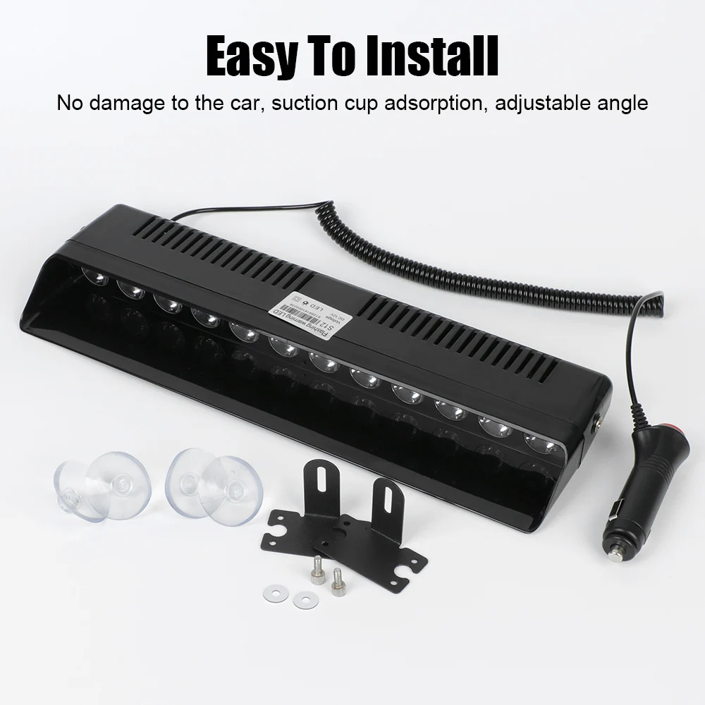 Picture 4: Car Strobe Light Windshield Warning Lamp 12V 12 LED Multiple Flashing Modes Emergency Flasher Signal Lamps Red Blue