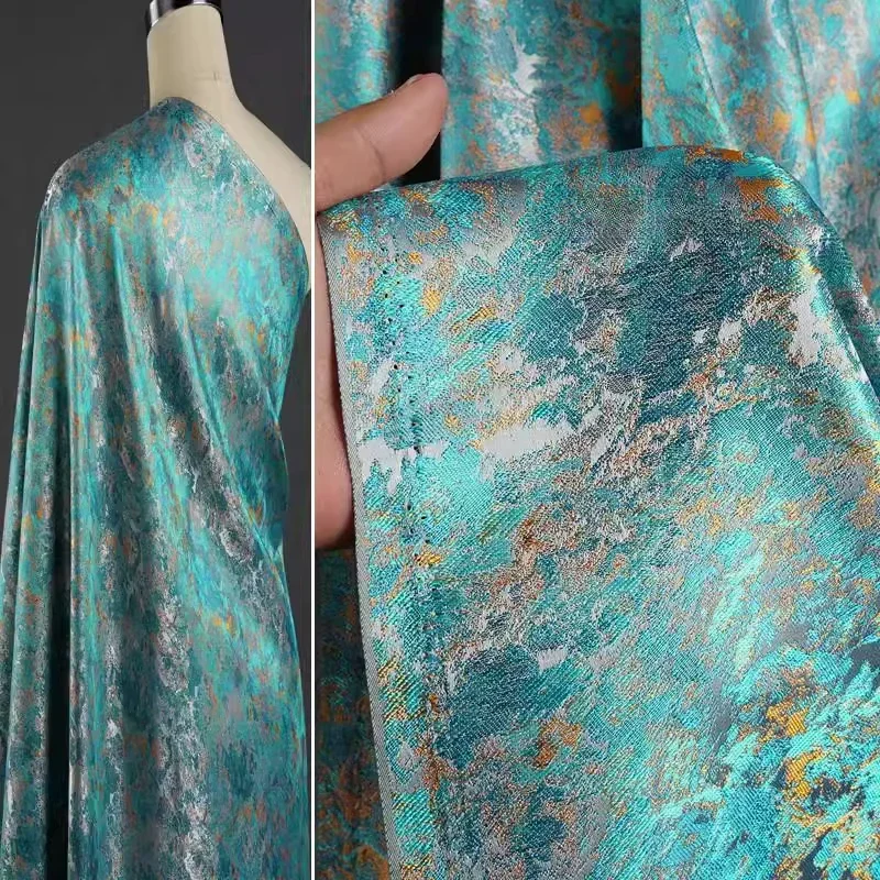 בד לכה כחול בהיר כוכב נוצץ משי נהר ארוג משי צ 'ונזאם אפוד כוכבים ציור לבן בד מעצב לתפירה