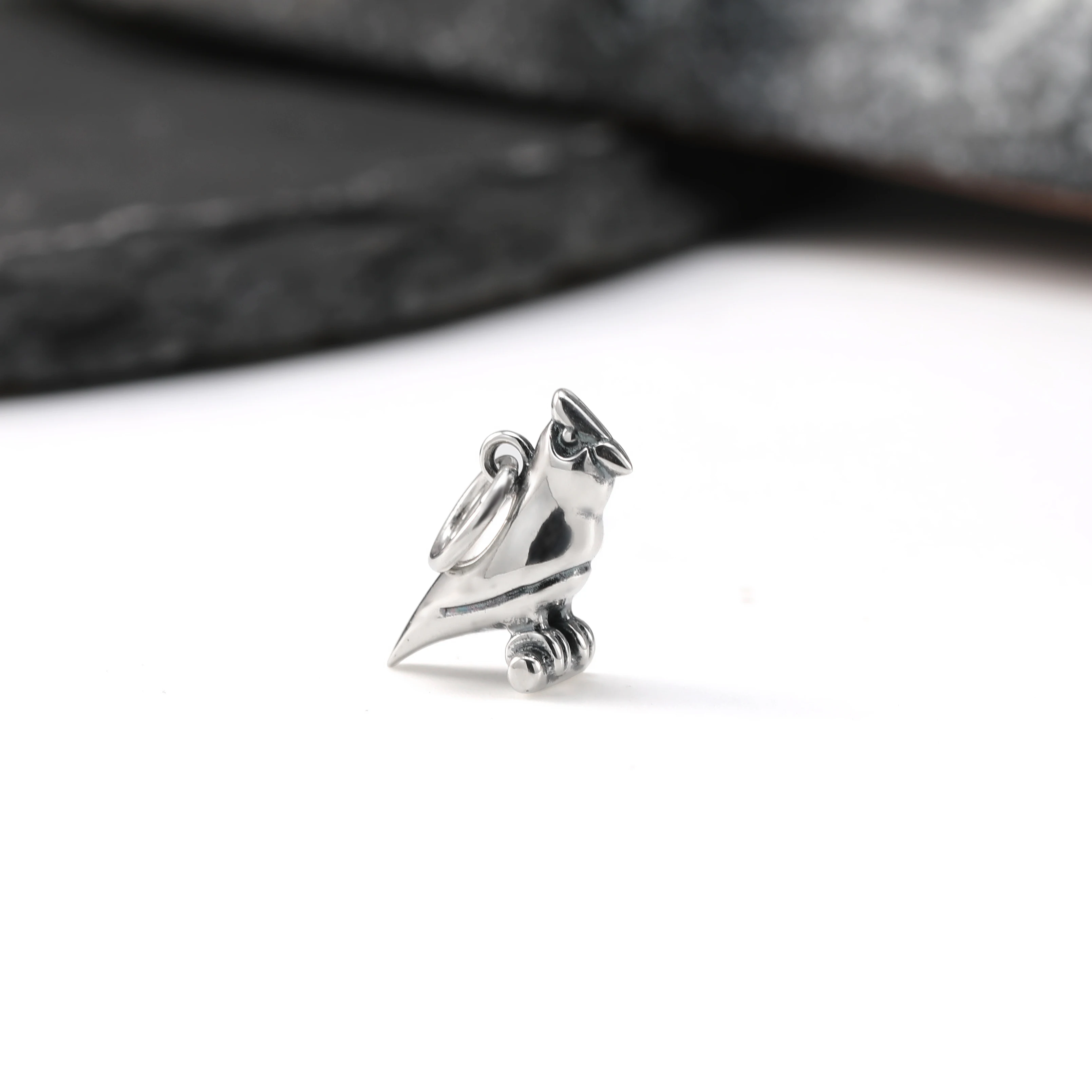 

DJ428 Authentic 925 Pure Silver Fashion Animal Red Coat Phoenix Head Bird Pendant DIY Silver Jewelry