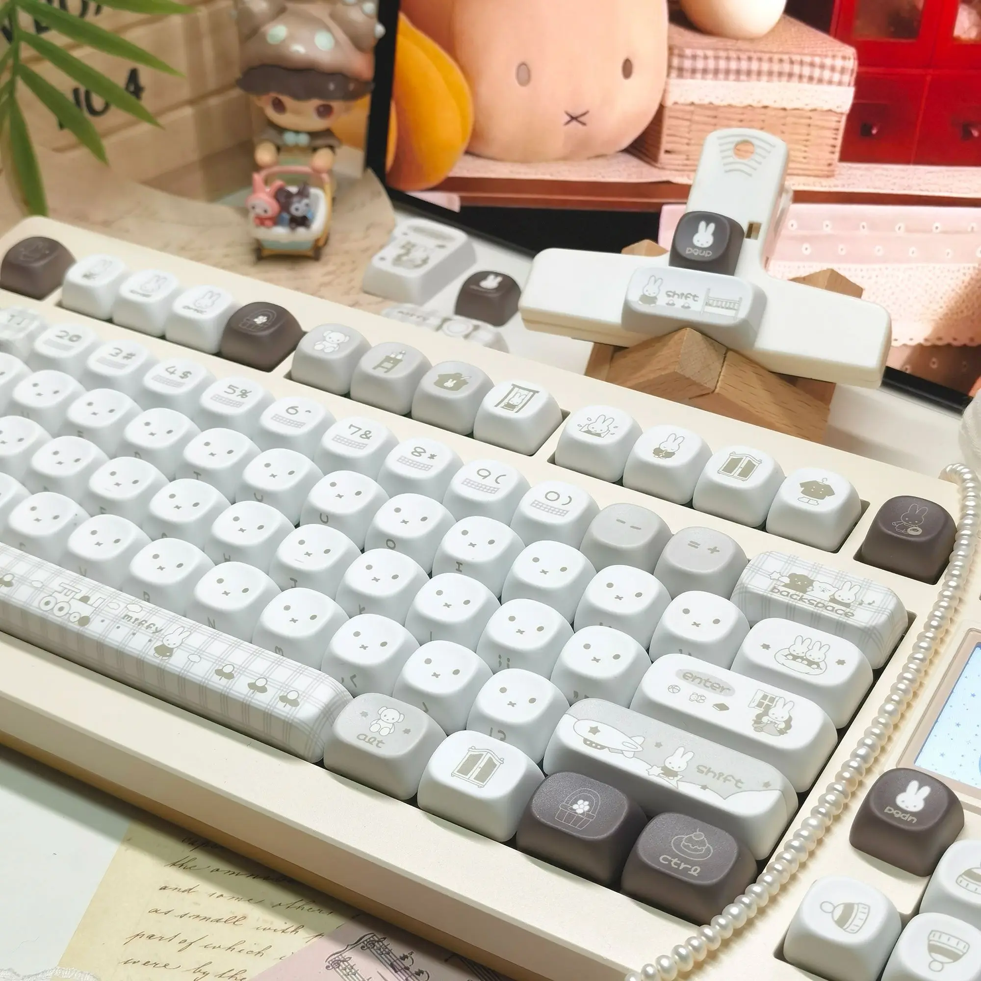 MOA Height Keycaps with Cute Miffy Pattern PBT Five-side Dye Sublimation Custom Mechanical Keyboard Replacement Keycaps Kawaii