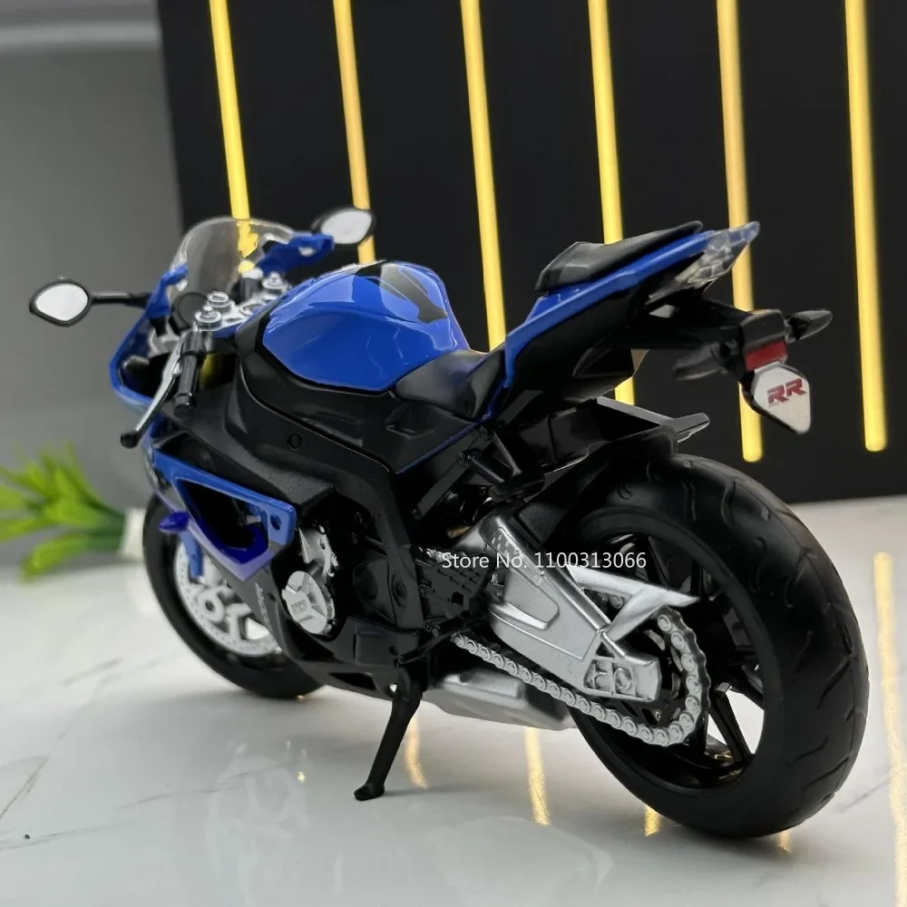 1/12 Scale BMW S1000RR Toys Model Car Alloy Diecasts Vehicle Model with Light The Front Wheels Can Turn Motorcycle for Boy Gifts