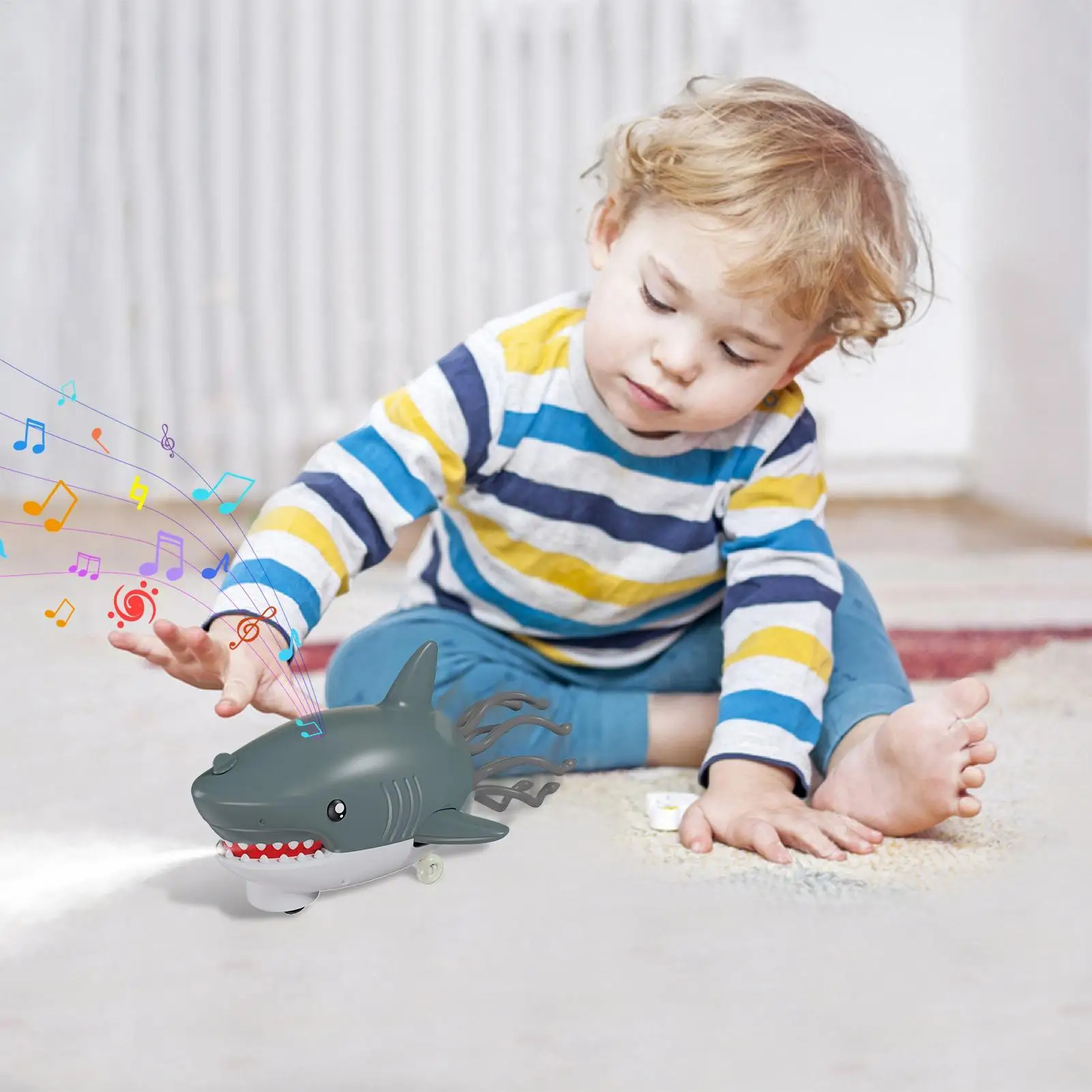 Dancing Shark Toy Light-Up Spray -Proof Doll Animal Soother Toy For Family Kids Boy Party Indoor Kindergarten Home Birthday