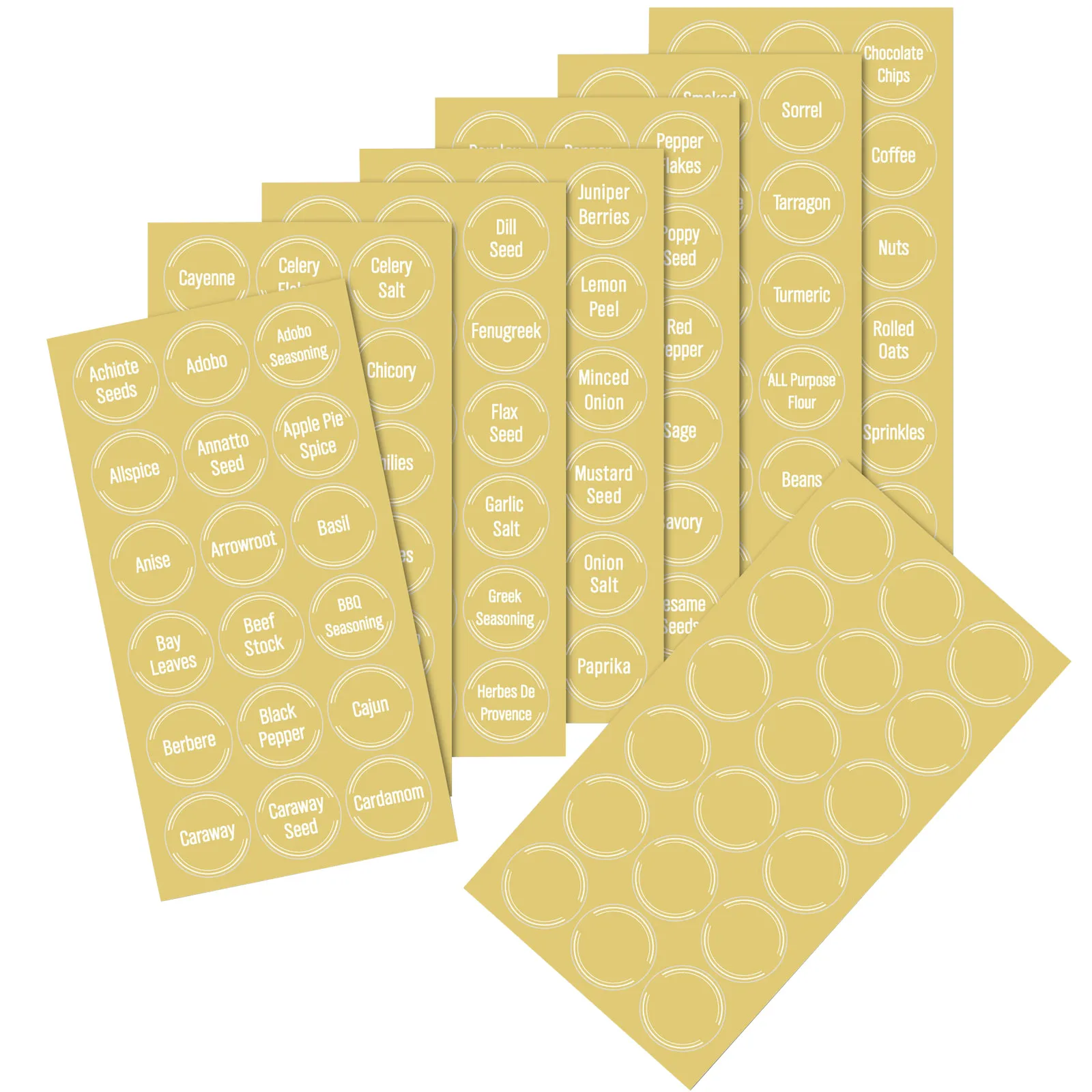 

144Pcs Spice Label Decals Waterproof Practical Premium Material Ingredients Stickers for Spice Jar Organization