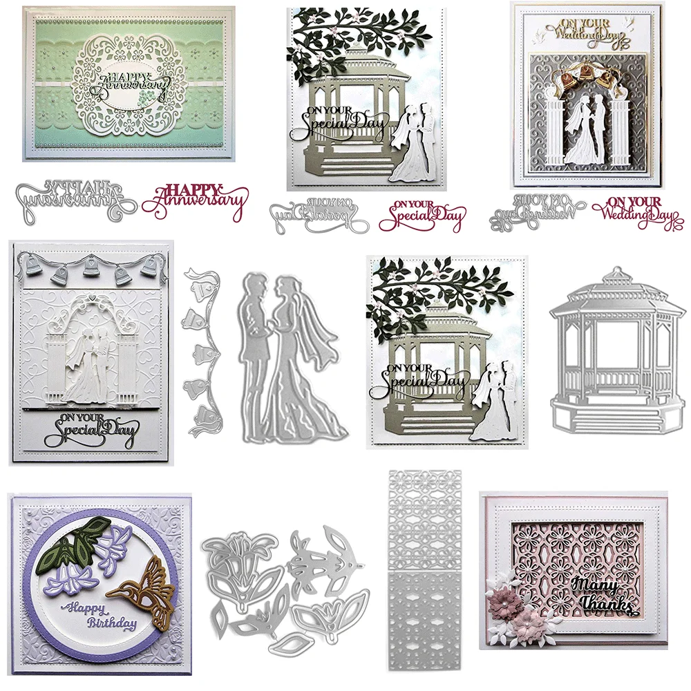 Wedding Bride Groom Pavilion Background Metal Cutting Dies,Embossing Diecut For DIY Card Making Scrapbooking Crafting Supplies