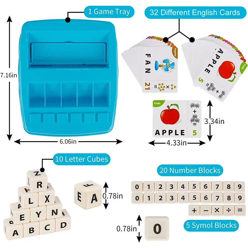 Educational Toys Learning Games for Kids 2 in 1 Matching Letter Spelling Number Cognition Early Math Game for Boys Girls Gifts