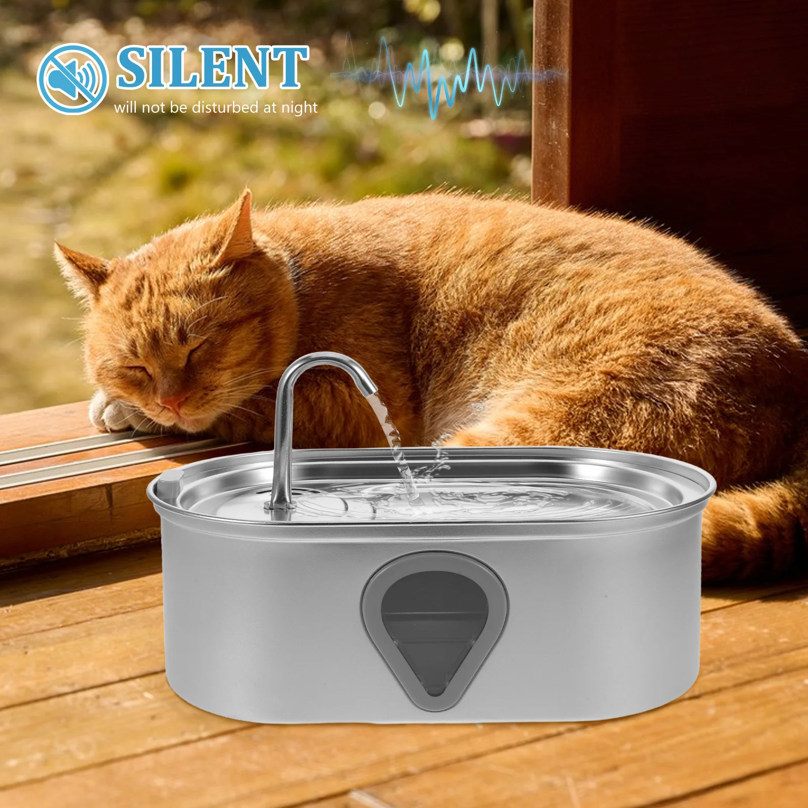 Automatic Pet Water Fountain 3.5L Stainless Steel Quiet Cat Water Dispenser USB Pet Drinking Fountain for Dogs
