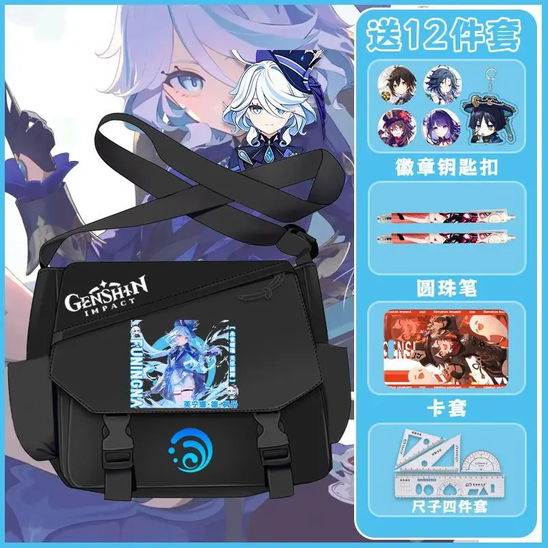 

Genshin Impact Collaboration Single Shoulder Walnut Funi Trendy Large Capacity Crossbody For Middle Students Unisex School Bag