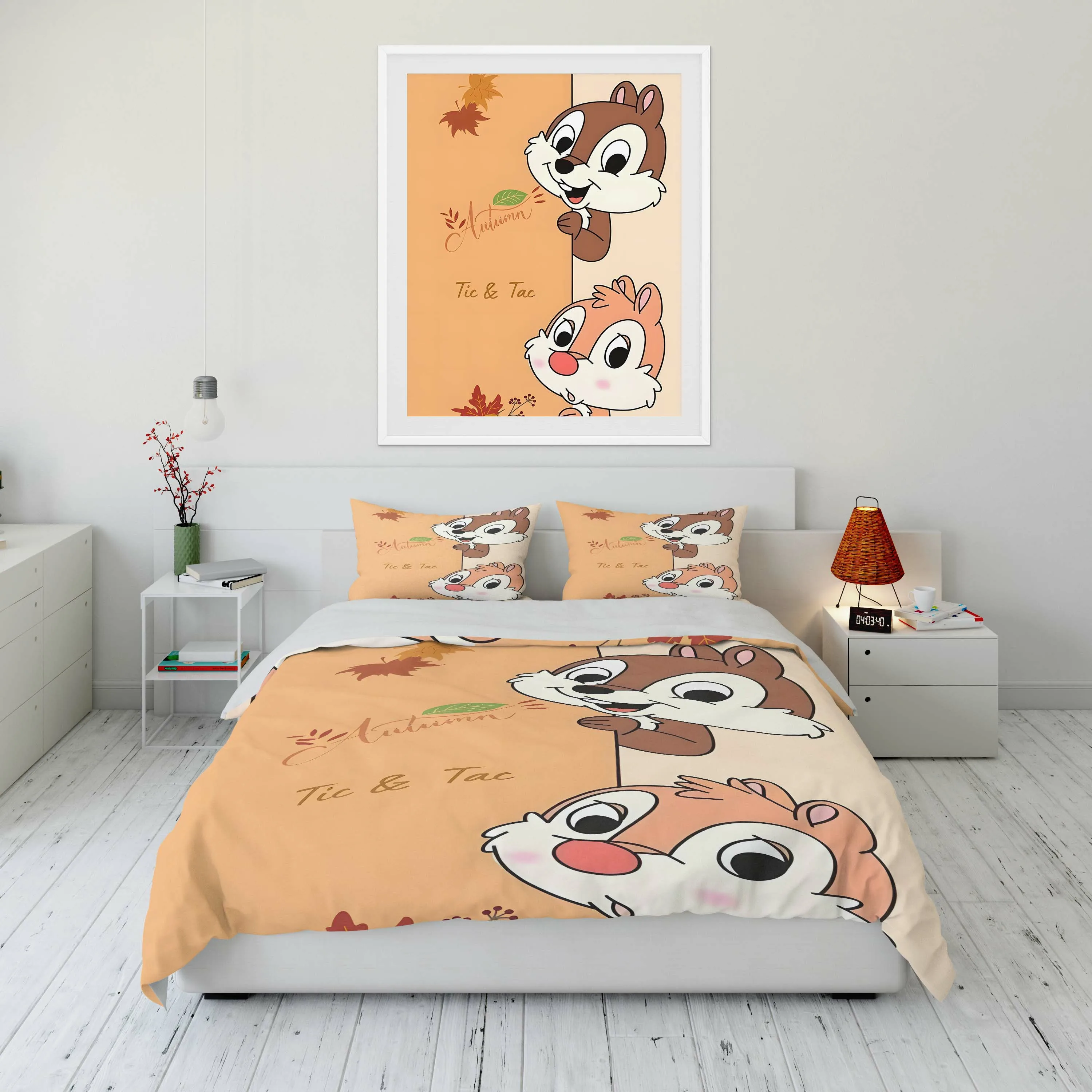 10 Sizes Disney Chip and DalePrinted Bedding Set Cartoon Microfiber Bed Set Pillowcase Adult Bed Cover Bedroom Bed Set Duvet