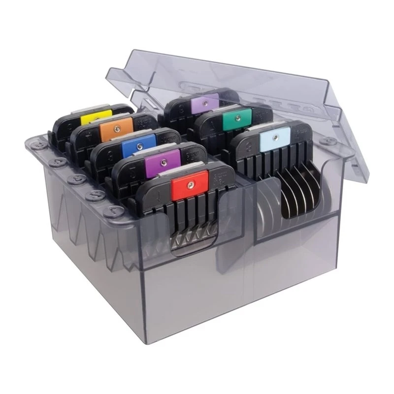 ABKW-Stainless Steel Attachment Comb Set For Wahl Pro Animal, 8 Cutting Lengths, Color-Coded Dog And Cat Clipper Guide