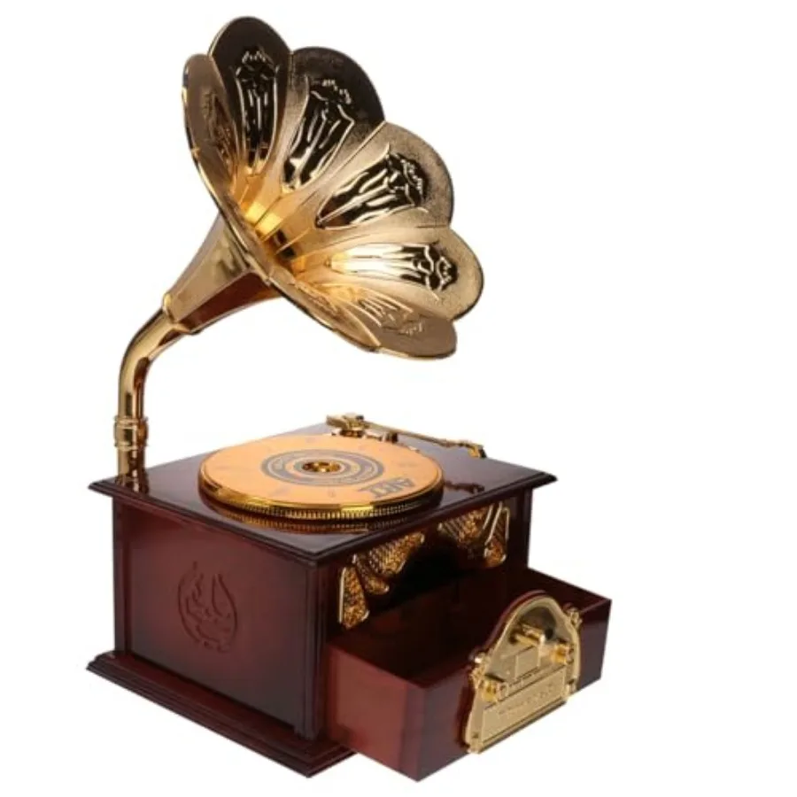 

PRETYZOOM 9 * 5 * 3 Inch Retro Phonograph Music Box Model, Faux Creative Plastic Gramophone Desktop Ornament, Vintage Home Offi