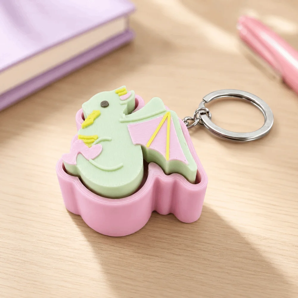 3D Printed Fantasy Flying Dragon Clicker Keychain Creative Keyboard-style Special Shape Keycap Pendant Decorative Funny