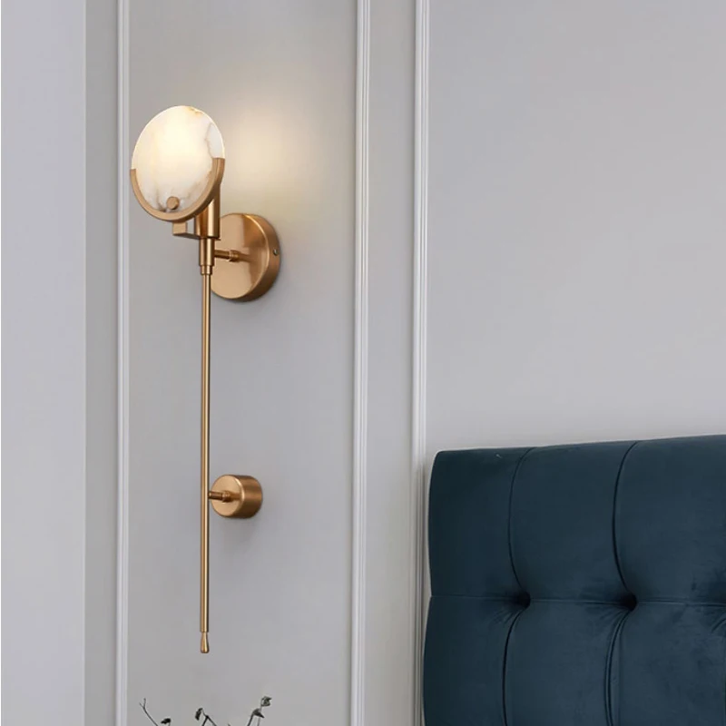 

Marble wall lamp LED modern living room bedroom hotel light luxury bedside wall-mounted creative aisle corridor indoor furniture