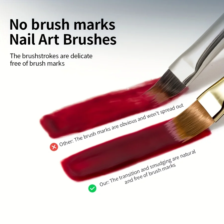 Brosse à ongles à poils larges et souples, 2 pièces, conception dégradée, poignée en acrylique, applicateur de vernis Gel, outils pour ongles