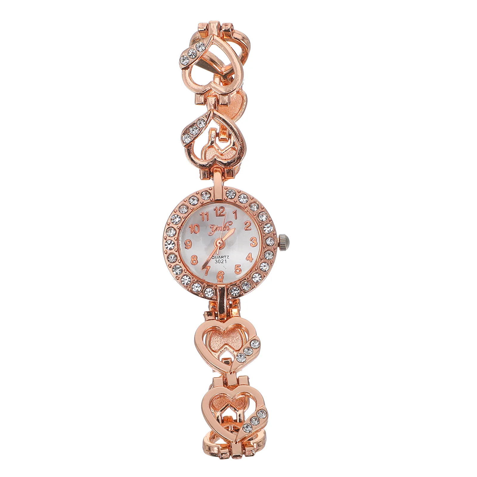 Women Digital Watch Fashion Wrist Watch Delicate Quartz Watch Rhinestone Wrist Decoration Rose Gold Rhinestone Watch