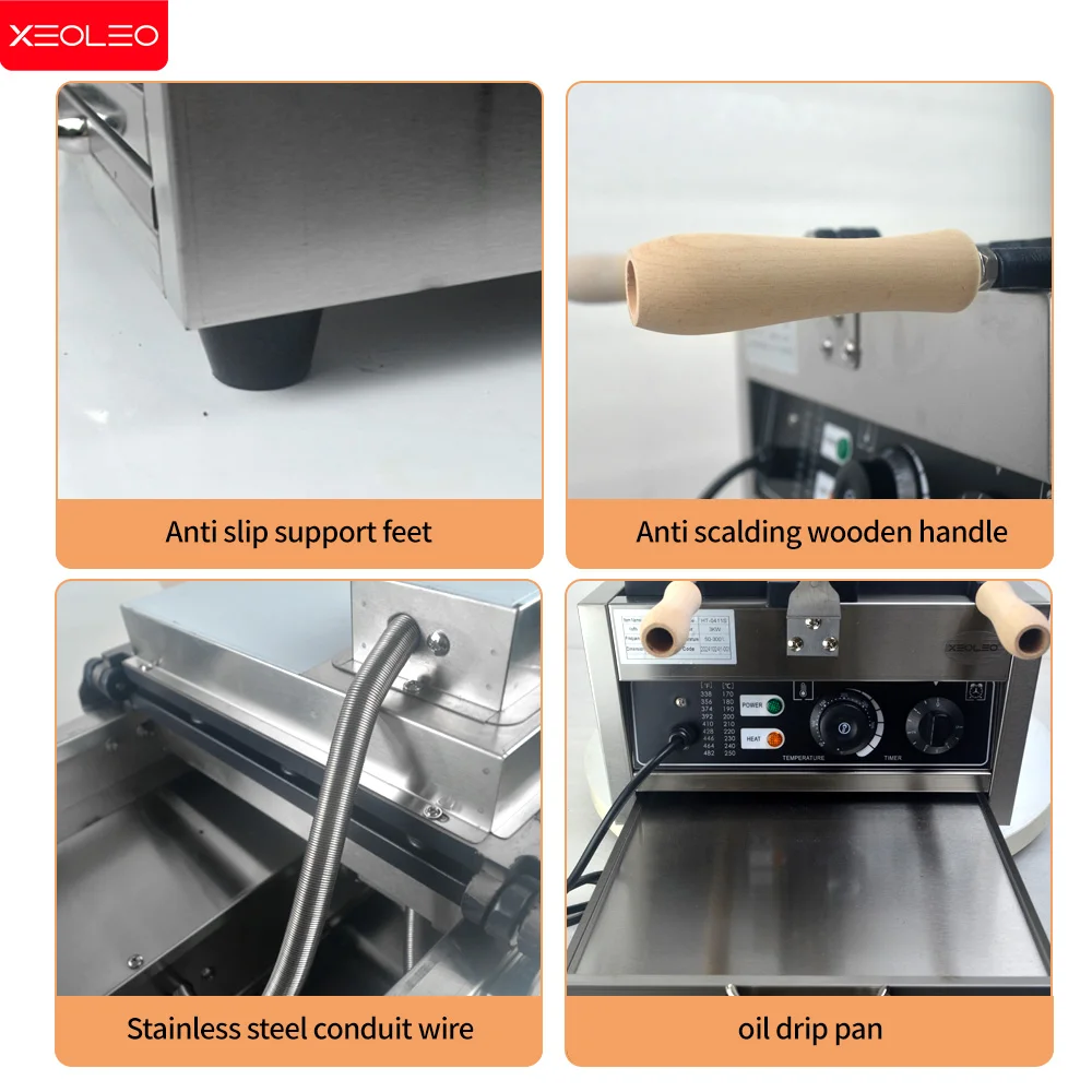 XEOLEO 타이야키 메이커 물고기 모양 와플 메이커 기계, 아이스크림 타이야키 메이커, 붙지 않는 코팅 전기 가스, 1400W, 3 개