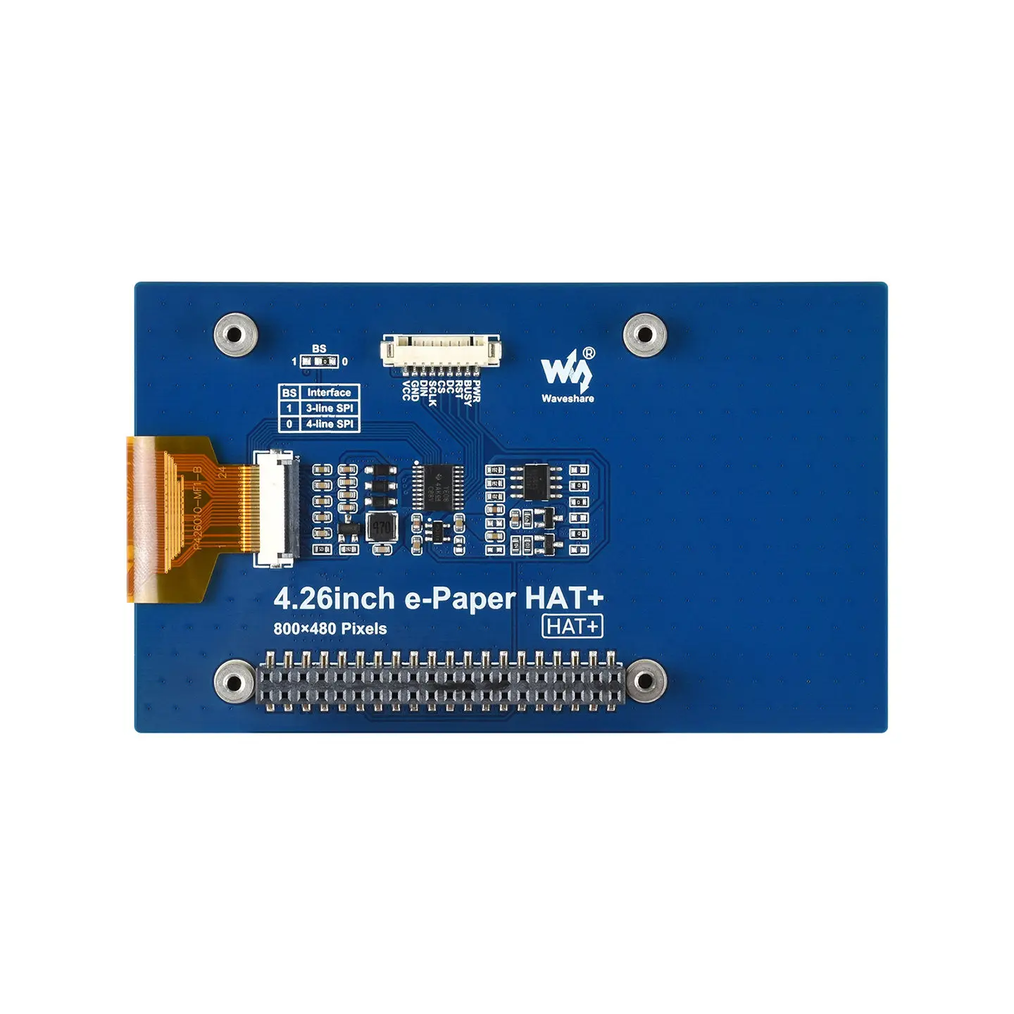 4.26-inch e-Paper Display, Red/Yellow/Black/White Four-Color, 800x480 Pixels, SPI Communication Interface