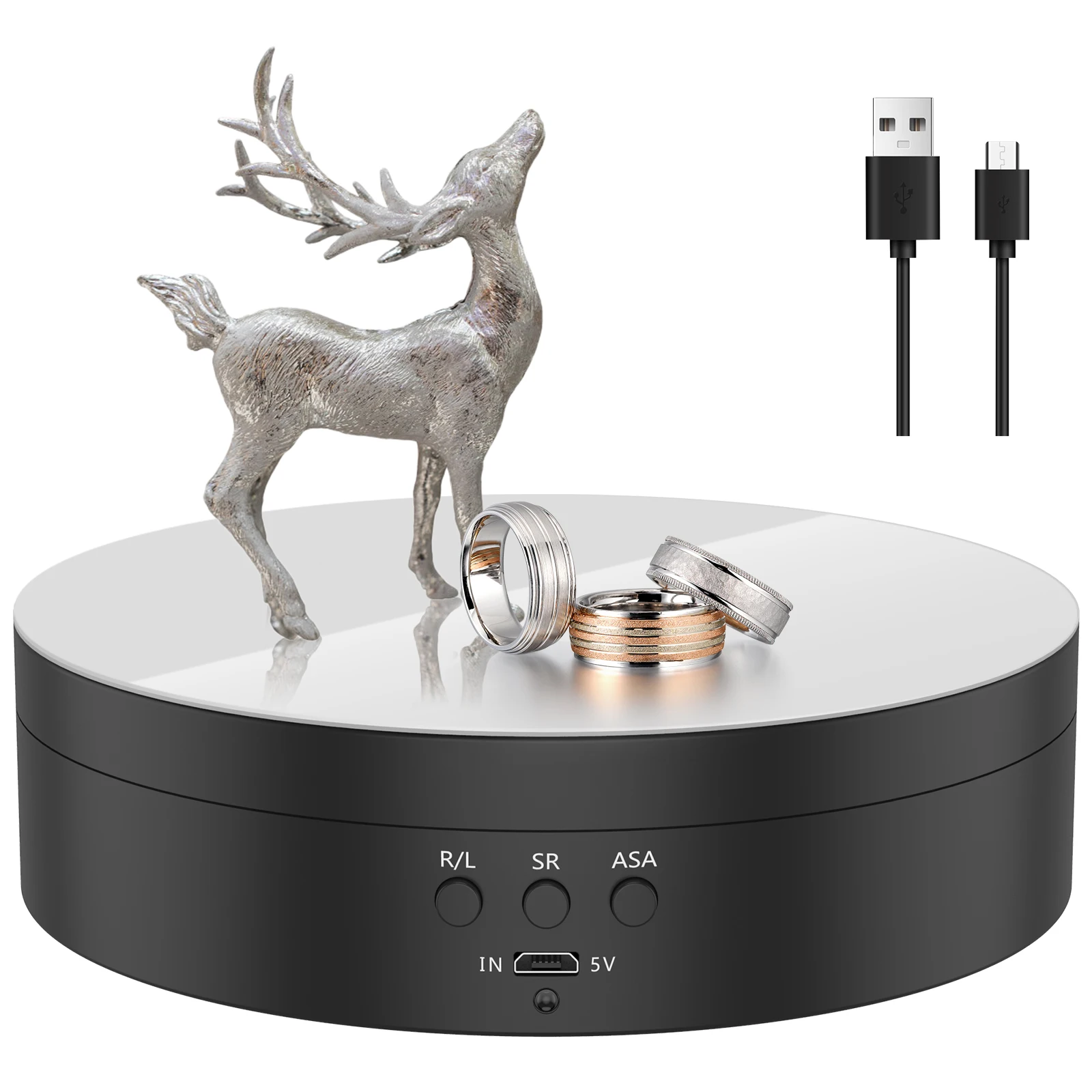 Rotating Display Stand 360° Rotation Electric Rotating Turntable Speed and Direction Adjustable Turntable Display Stand 5.4in