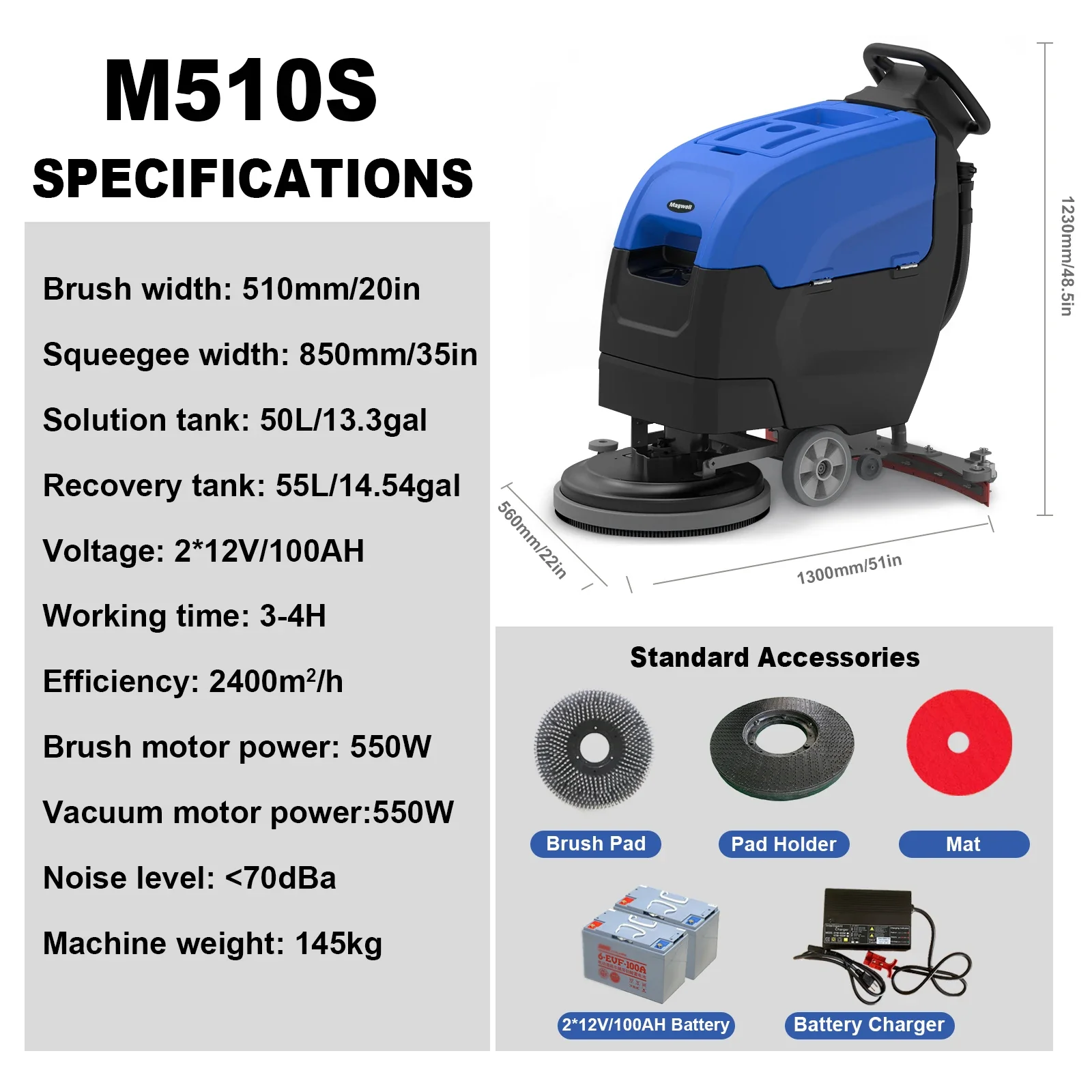 Venda quente M510S Caminhada automática atrás do limpador industrial lavar hine purificador de limpeza de piso