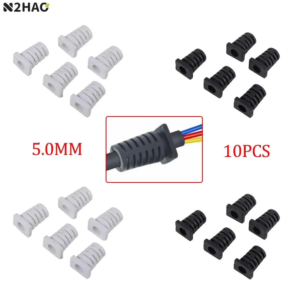 10pcs 5.0mm Cable Gland Connector Rubber Strain Relief Cord Boot Protector Wire Cable Sleeve For Power Tool Cellphone Charger