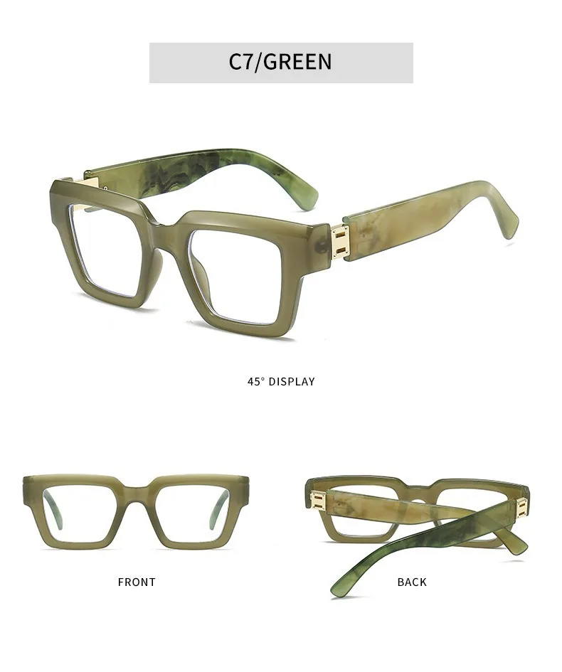 Marke Design Anti Blau Licht Lesebrille Mann High Definition Mode Marmorierung Große Größe Platz frauen Presbyopie Brillen – Detail 13