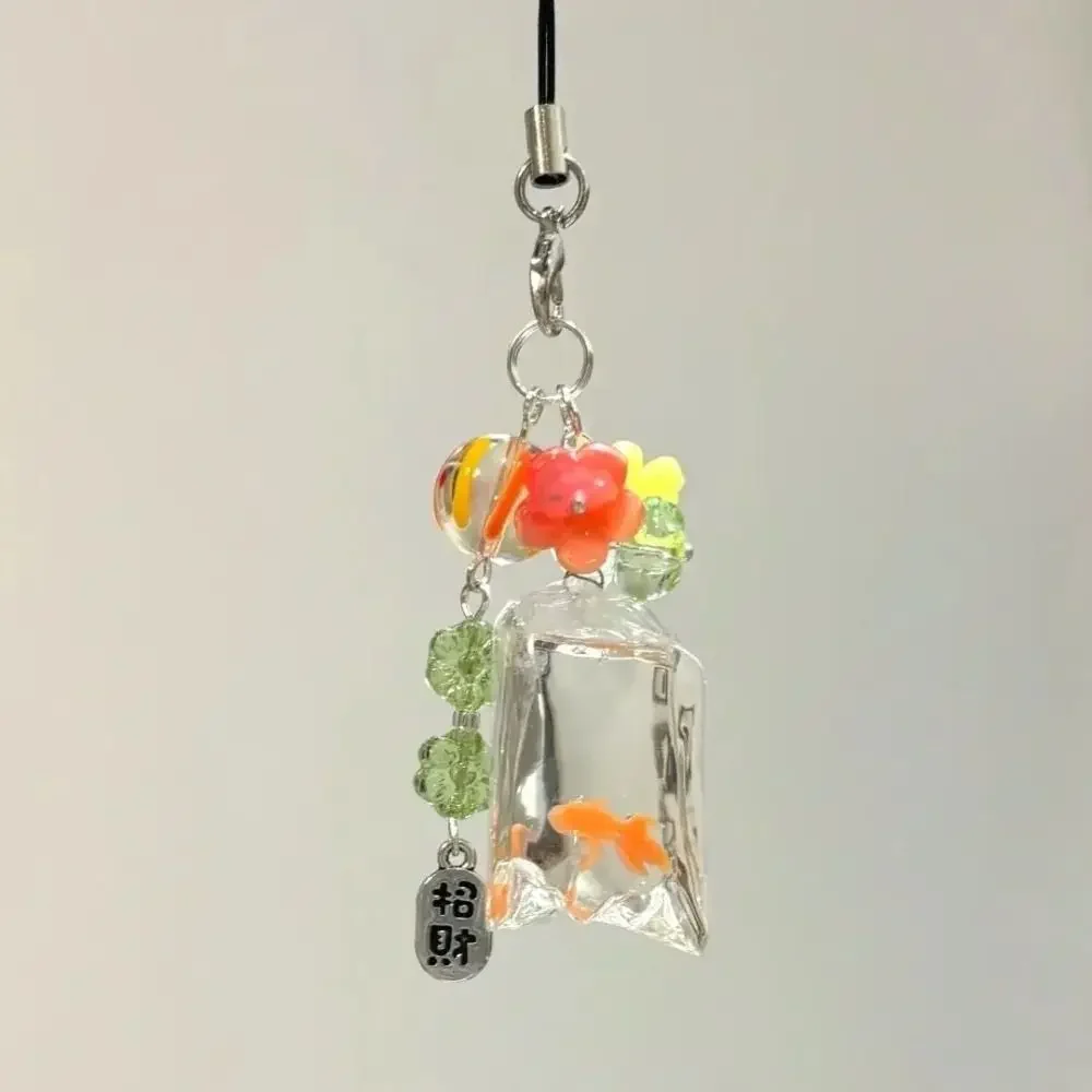 Llavero con colgante de pez para teléfono, correa para teléfono Y2K, cordón de flor Ins, estrella de medusa dulce a la moda para decoración de bolso, joyería