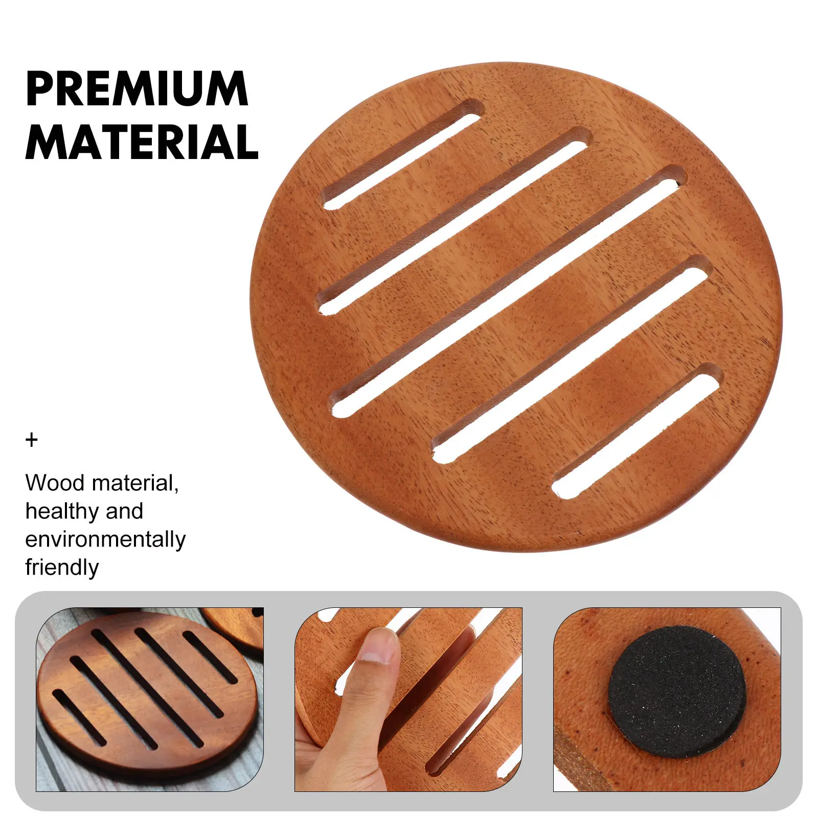 1Pcs Wooden Cup Mat Heat Insulation Coaster Natural Wood Grain Design Non-Slip Tableware Mat for Home Hotel Restaurant Coffee