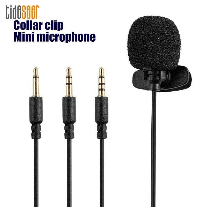 

500pcs 1.5m Mini Microphone Condenser Clip-on Lapel Lavalier Mic Wired Microfon for Phone Laptop Computer PC Recording Notebook