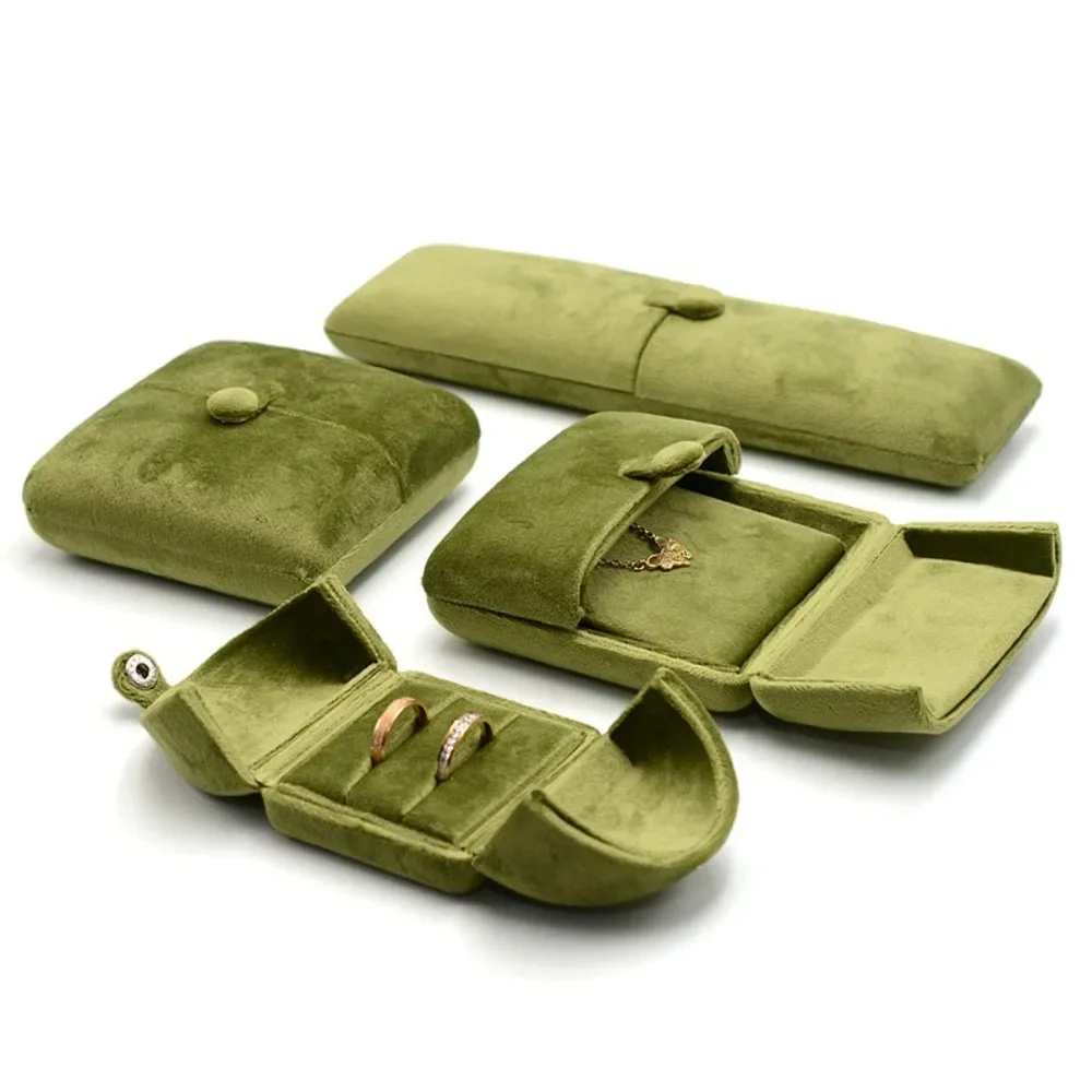 

Fashion Velvet Necklace Storage Box Double Door Solid Color Necklace Holder Multi-functional Jewelry Display Box