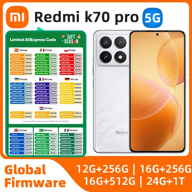 Xiaomi-Redmi K70 Pro Smartphone, Snapdragon 8Gen 3, 5G, 120Hz, 6,67 "2K Display, Câmera 50MP, 120W, 5000mAh, HyperOS Telefone Original, Telefone