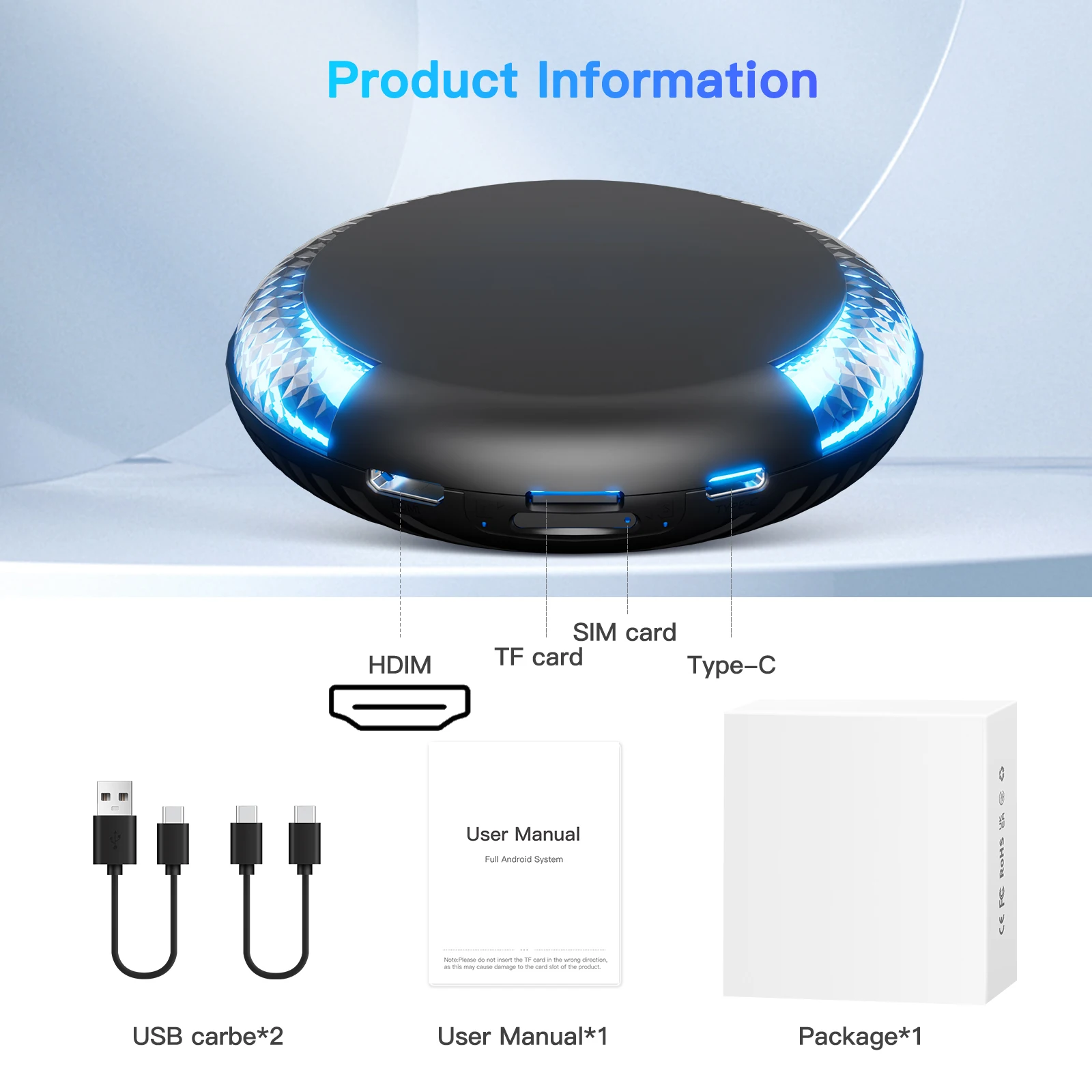 2025 New Carplay TV Box Android 13 Carplay Ai Box Car Multimedia Player with HDMI Port 4G+64G for Chery Volvo Hyundai Volkswagen