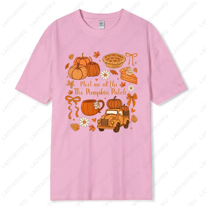 Coquette Pumpkin Patch Boho Floral Fall Design Tops Men Women Cotton Tees Vintage Autumn Truck Cake Graphic Cozy Preppy Tshirt
