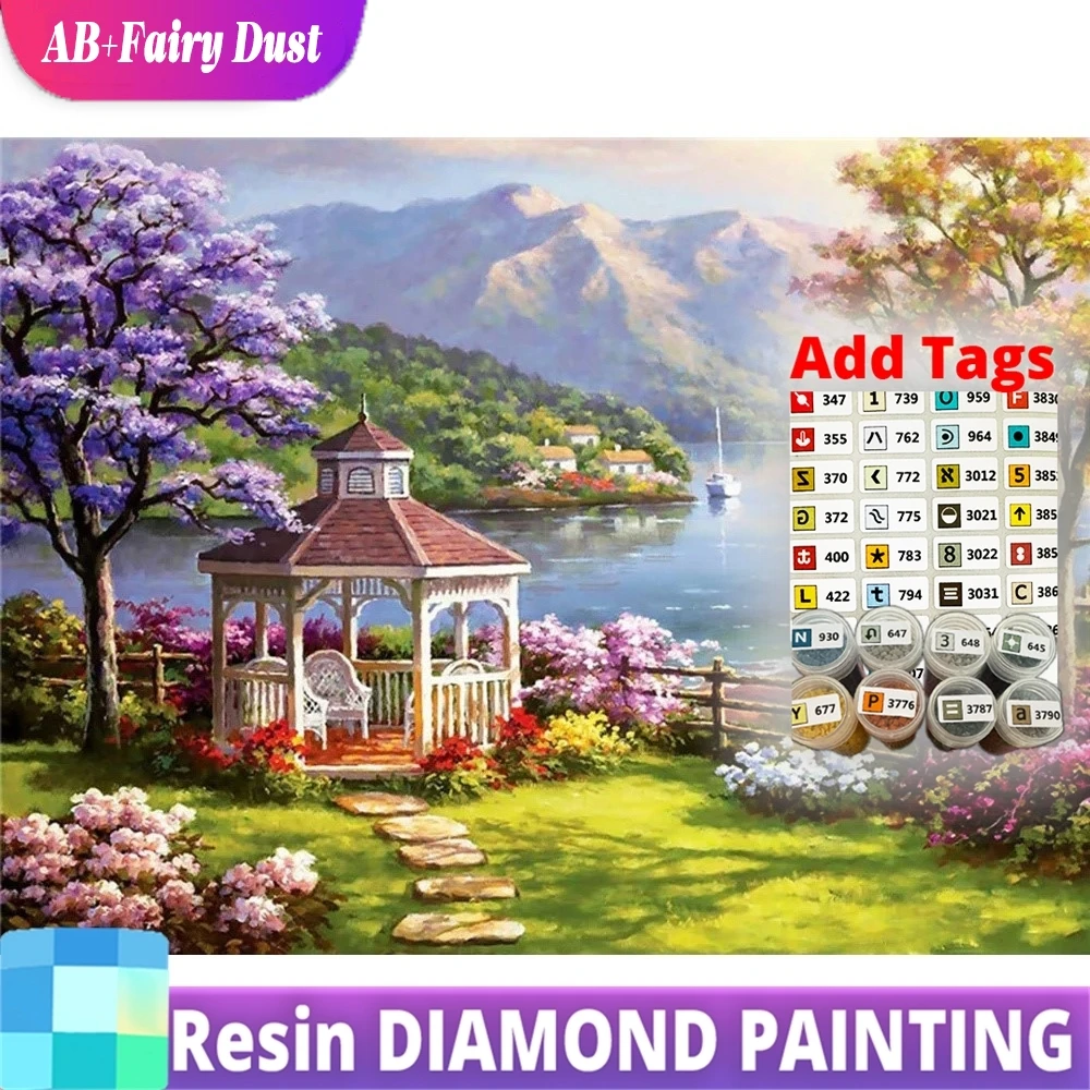 

Resin AB Fairy Dust 5D Diamond Painting Garden Landscape Full Square Round Embroidery Mountain Picture Rhinestones Mosaic Lake H