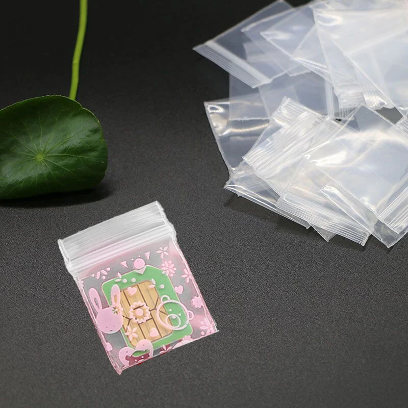 100Pcs Small Mini Cute Jewellery Coin Packaging Self-Sealing Bags Zip Lock Bags Small Objects Organiser Pouch For Pill