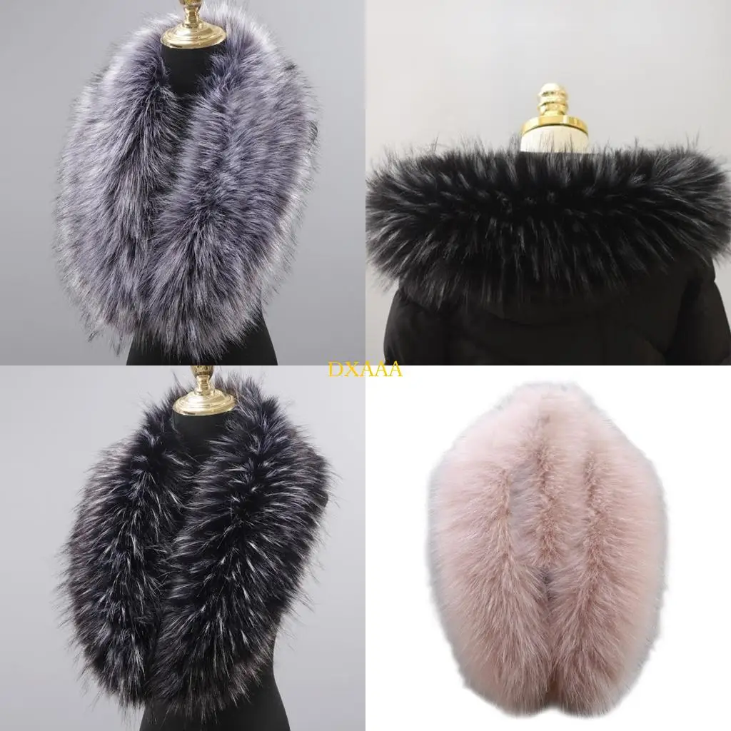 DXAA Women Furry Collar Scarf Wrap Winter Neck Warmer Parka Jackets Coat Accessory