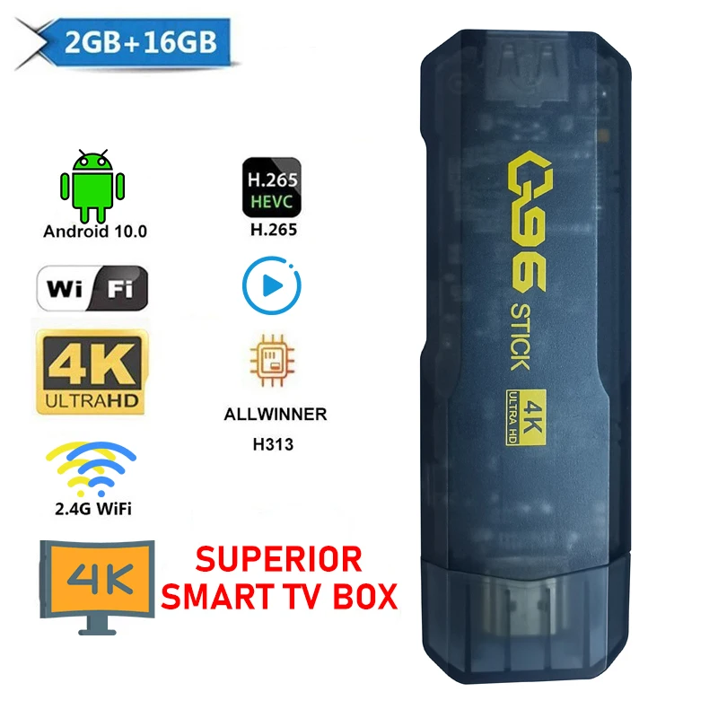 

Q96 Smart TV Stick Android H313 2 Гб ОЗУ 16 Гб ПЗУ Двойной Wi-Fi портативный мини ТВ-ключ Wi-Fi Google ассистент ТВ-приставка