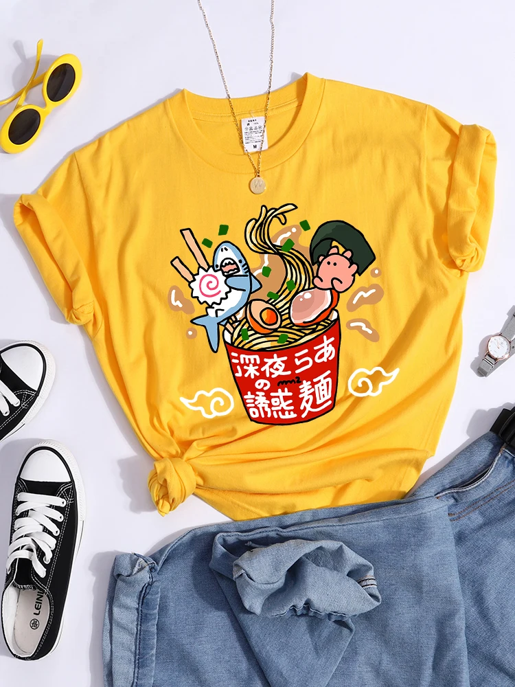 

The Temptation Of Late Night Food Tshirt Short Sleeve Tee Shirt Individual Hipster Tee Tops Niche All-Match Women Clothes