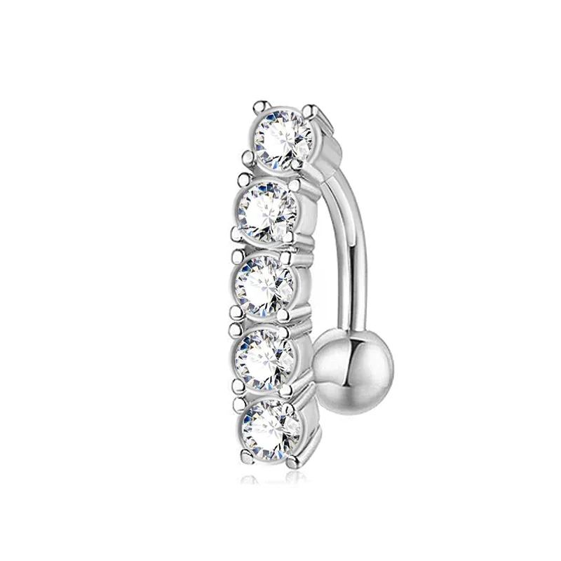 ثقب زر البطن الكريستالي من الفولاذ المقاوم للصدأ ، استرخى ، زهرة ، فاك ، عكس ، حلقات السرة ، العصرية ، الملحقات #5