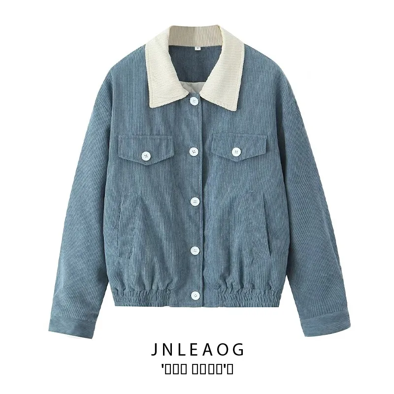 

Faionable Corduroy Lined Jaet Sle Color Blo Хлопковое пальто женское осеннее новое поступление из полиэфирной ткани с длинными ягодицами све...