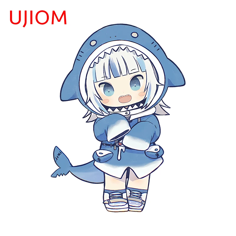 UJIOM 13cm X 9.3cm Gura Hololive Kawaii Wall Sticker Baby Nursery Room Washroom Chambre Decal Creative Kitchen Desk Murals