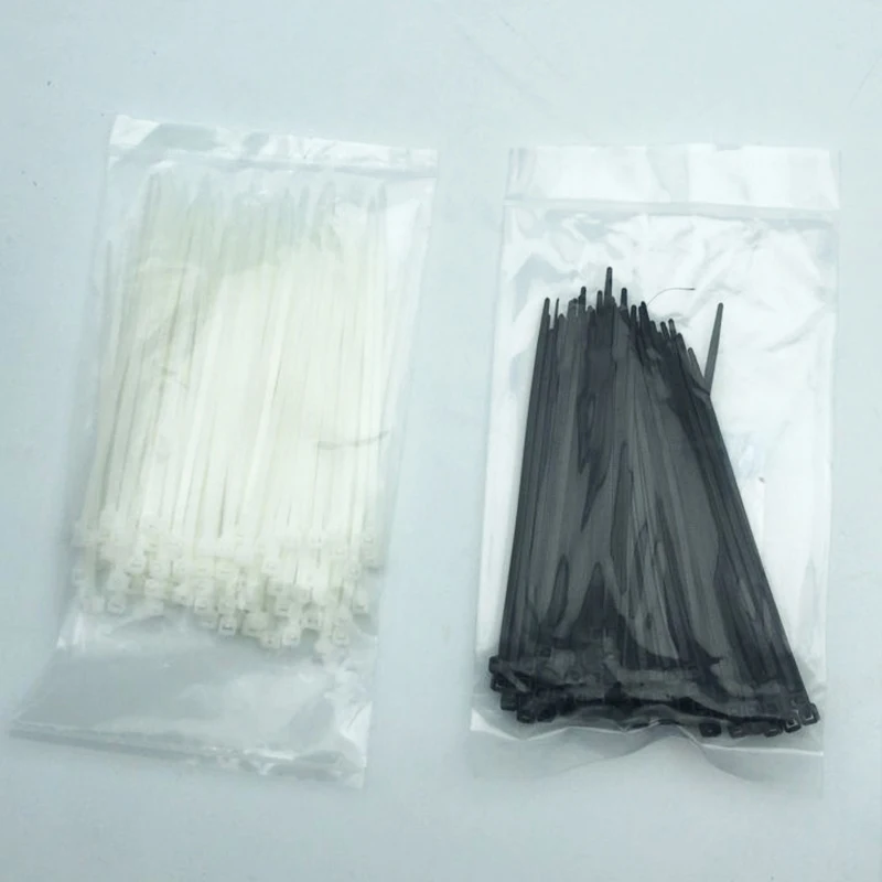 100Pcs width 2mm 3mm 2*100mm 3*200mm White Black Self-locking Plastic Nylon Cable Ties Wire Zip Tie