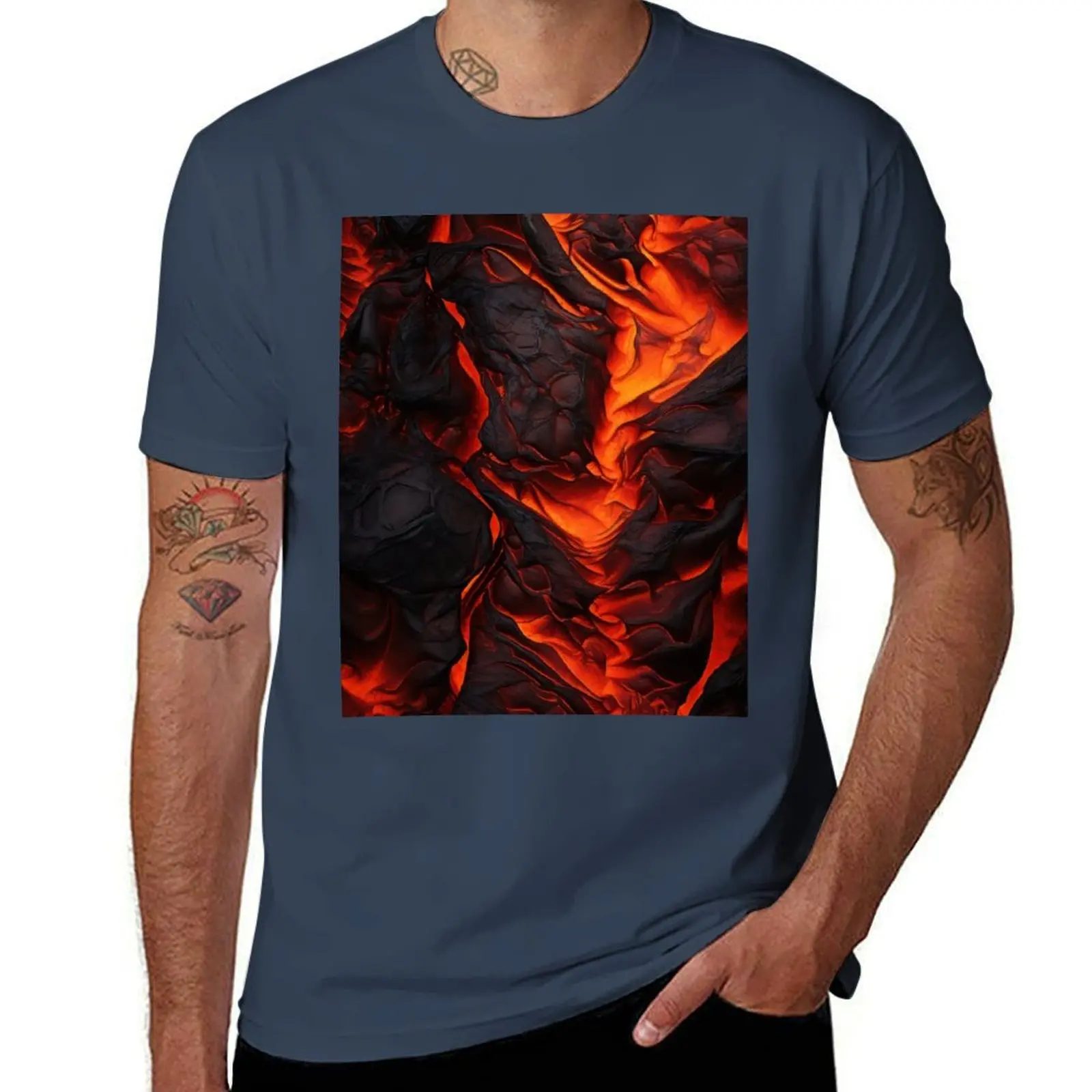 

volcano, Lava, pattern, magma T-Shirt Moisture Wicking Athletic T-Shirt