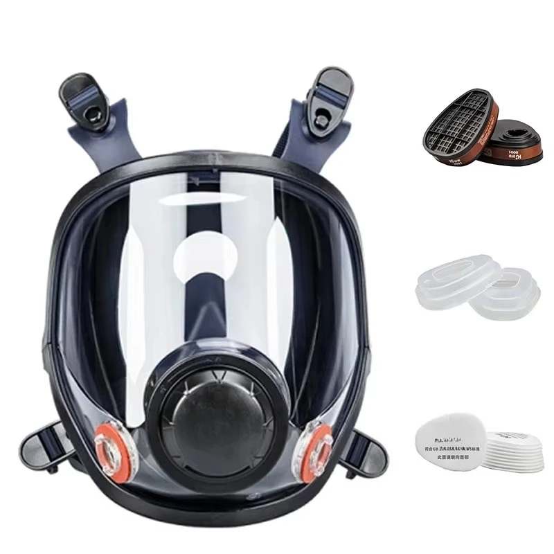 

Reusable full-face mask respirator with dual filter made of silicone