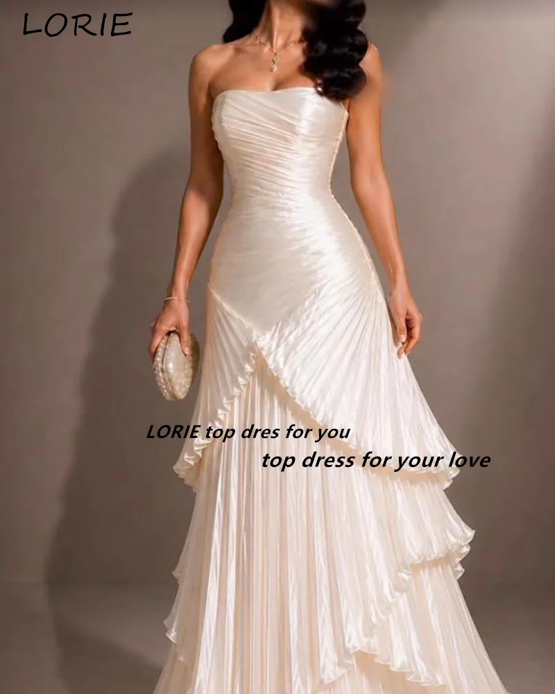 LORIE Modern Wedding Dress Strapless Sweetheart Pleats A-line Ruched Bride Gown Customized Corset Bride Dress Plus Size Dress