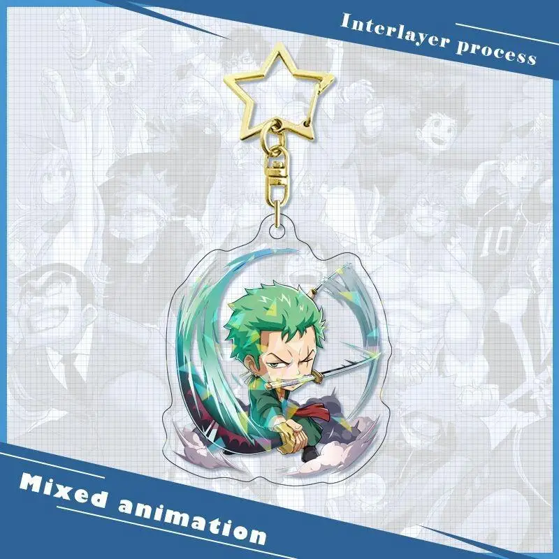 

One Piece Anime Print Character Metal Layered Star Keychain Pendant Double Sided High Definition for School Bag Anime Fans Gift