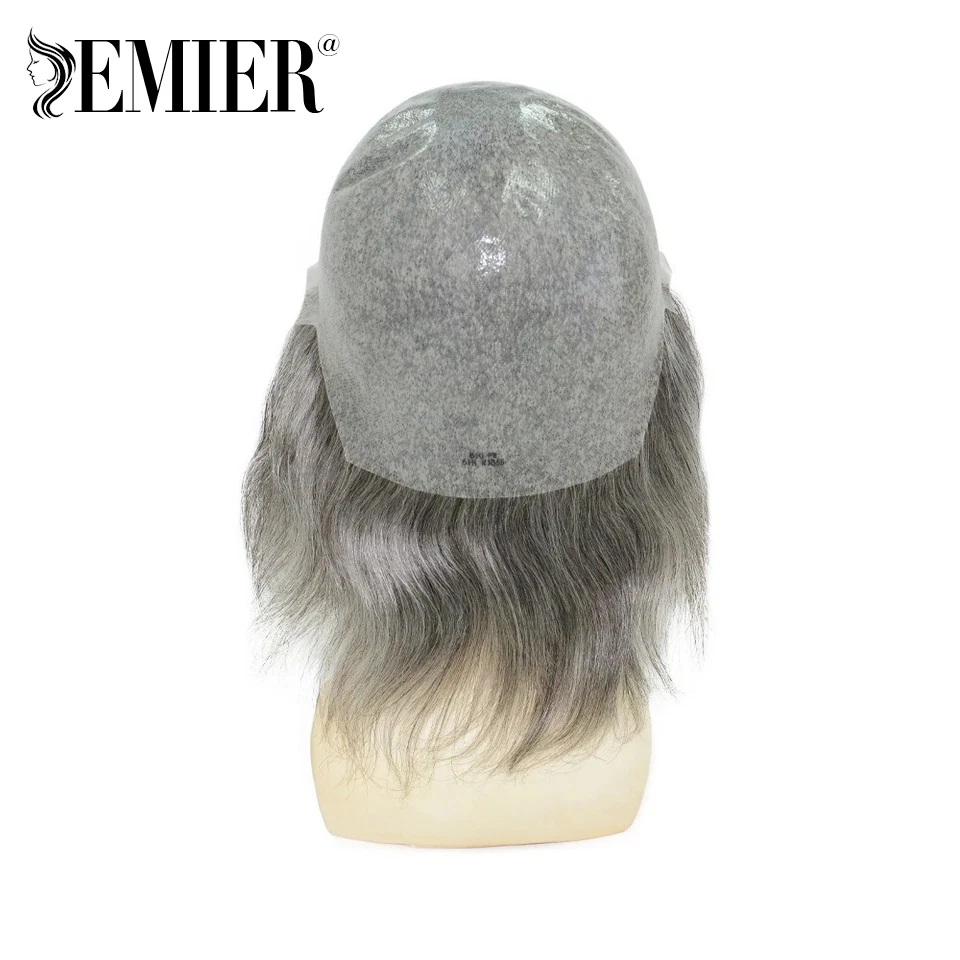 باروكة من شعر طبيعي هندي قصير جلد رقيق شعر مستعار برأس كامل للرجال على شكل حرف V شعر مستعار كامل من البولي يوريثان 100% وحدة نظام استبدال الشعر البشري #6