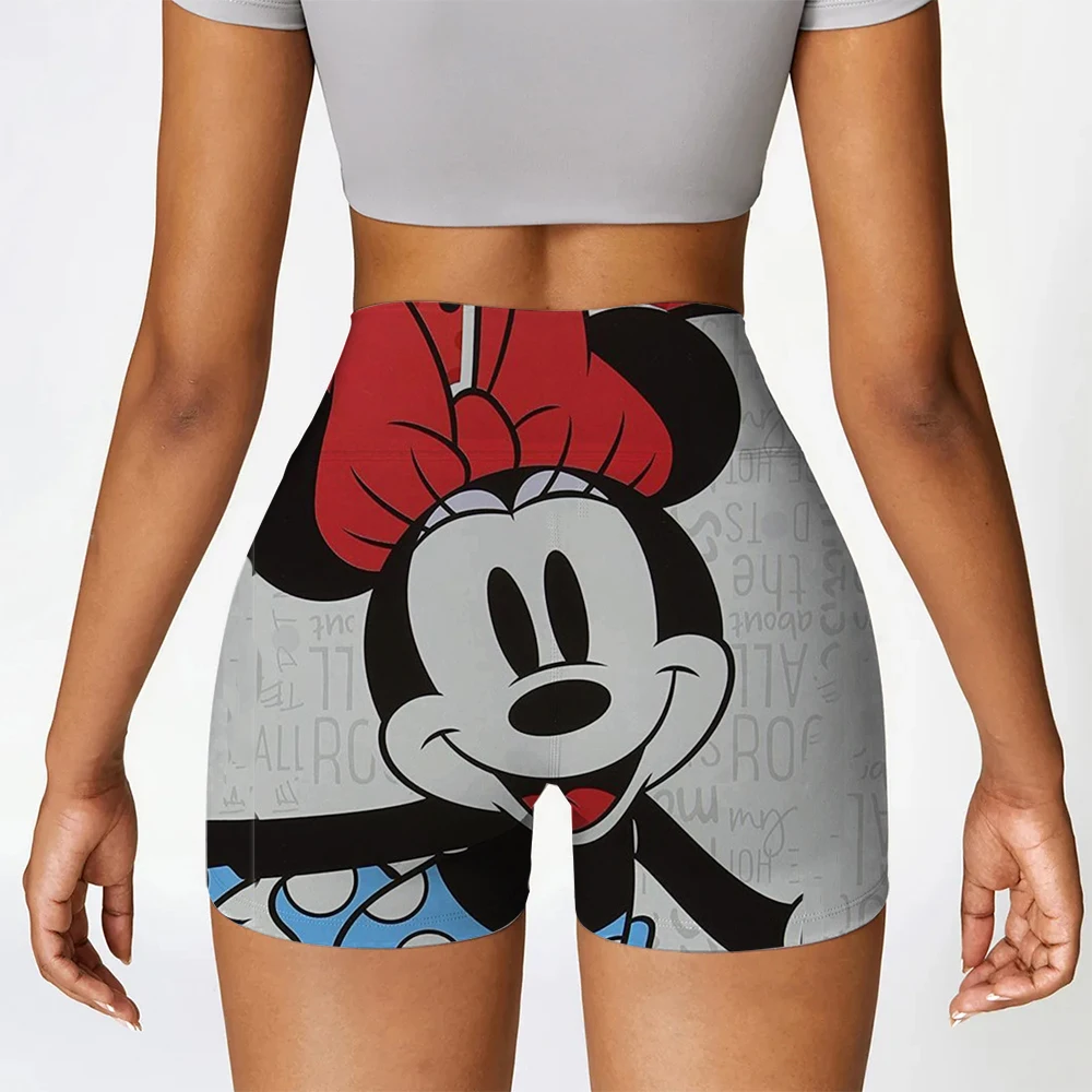 디즈니 미키 마우스 미니 프린트 여성용 짧은 바지 미니 여성용 반바지 섹시한 바이커 폴 댄스 꽉 부티 스키니 데시