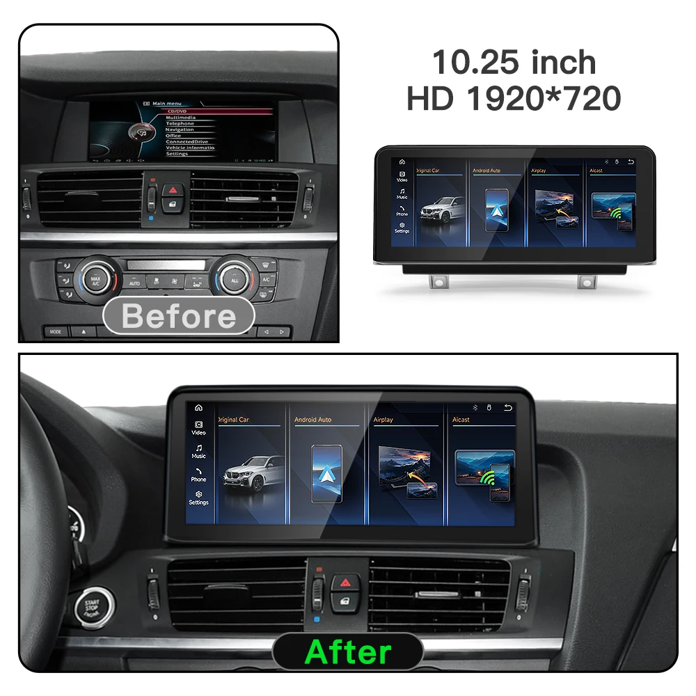 Ultra‑Thin Linux Touch Screen Car Multimedia 10.25 12.3 12.8Inch For BMW X3 F25 X4 F26 CIC Wireless CarPlay Android Auto