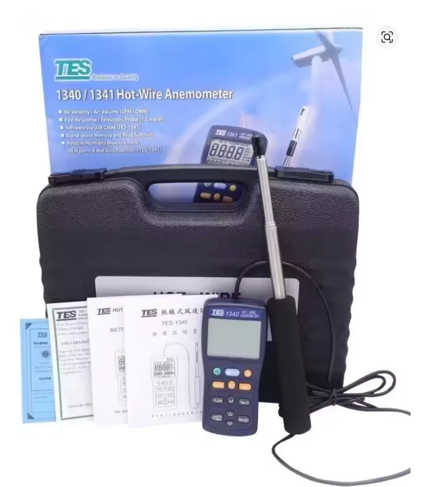 TES-1340 TES-1341 Hot-wire Anemometer Thermo Air Wind Velocity Wind Flow Tester