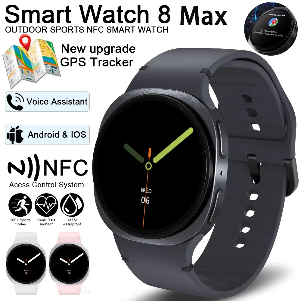 

2026 New Watches 8 GPS Track Women Smart Watch Men Women Health Sport AMOLED Heart Rate Bluetooth Call Waterproof Men Smartwatch